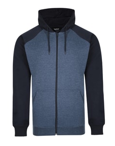 Bigdude Zip Thru Raglan Sleeve Hoody Navy/Denim Tall